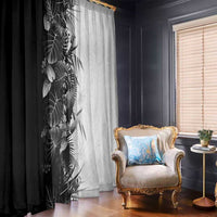 Hawaii Tropical Plant Monochrome Window Curtain Vibrant Polynesian Pattern
