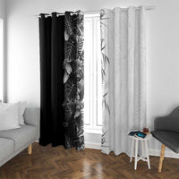 Hawaii Tropical Plant Monochrome Window Curtain Vibrant Polynesian Pattern