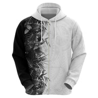 Hawaii Tropical Plant Monochrome Zip Hoodie Vibrant Polynesian Pattern LT01 - Polynesian Pride