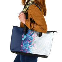 Hawaii Tropical Plant UliUli Leather Tote Bag Vibrant Polynesian Pattern