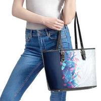 Hawaii Tropical Plant UliUli Leather Tote Bag Vibrant Polynesian Pattern
