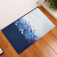 Hawaii Tropical Plant UliUli Rubber Doormat Vibrant Polynesian Pattern
