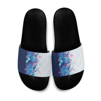 Hawaii Tropical Plant UliUli Slide Sandals Vibrant Polynesian Pattern LT01 Blue - Polynesian Pride