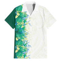 Hawaii Tropical Plant Omaomao Family Matching Short Sleeve Bodycon Dress and Hawaiian Shirt Vibrant Polynesian Pattern