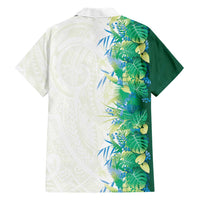 Hawaii Tropical Plant Omaomao Family Matching Short Sleeve Bodycon Dress and Hawaiian Shirt Vibrant Polynesian Pattern