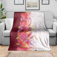 Hawaii Tropical Plant Akala Blanket Vibrant Polynesian Pattern