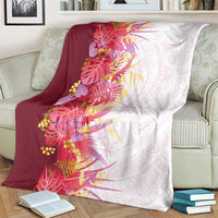 Hawaii Tropical Plant Akala Blanket Vibrant Polynesian Pattern