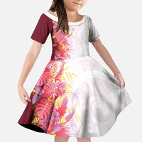 Hawaii Tropical Plant Akala Family Matching Mermaid Dress and Hawaiian Shirt Vibrant Polynesian Pattern