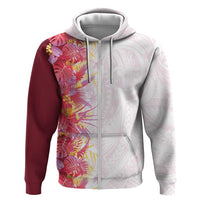 Hawaii Tropical Plant Akala Hoodie Vibrant Polynesian Pattern LT01 Zip Hoodie Pink - Polynesian Pride