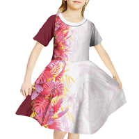 Hawaii Tropical Plant Akala Kid Short Sleeve Dress Vibrant Polynesian Pattern