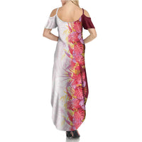 Hawaii Tropical Plant Akala Summer Maxi Dress Vibrant Polynesian Pattern