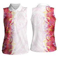 Hawaii Tropical Plant Akala Women Sleeveless Polo Shirt Vibrant Polynesian Pattern LT01 - Polynesian Pride