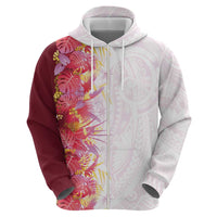 Hawaii Tropical Plant Akala Zip Hoodie Vibrant Polynesian Pattern LT01 - Polynesian Pride