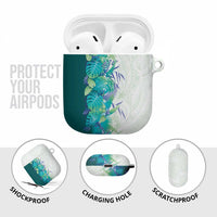 Hawaii Tropical Plant Teal AirPods Case Vibrant Polynesian Pattern
