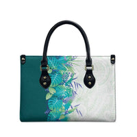 Hawaii Tropical Plant Teal Leather Bag Vibrant Polynesian Pattern LT01 - Polynesian Pride