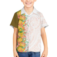 Hawaii Tropical Plant Lenalena Family Matching Off The Shoulder Long Sleeve Dress and Hawaiian Shirt Vibrant Polynesian Pattern