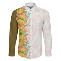 Hawaii Tropical Plant Lenalena Family Matching Off Shoulder Short Dress and Hawaiian Shirt Vibrant Polynesian Pattern