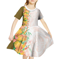 Hawaii Tropical Plant Lenalena Kid Short Sleeve Dress Vibrant Polynesian Pattern