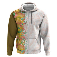Hawaii Tropical Plant Lenalena Zip Hoodie Vibrant Polynesian Pattern