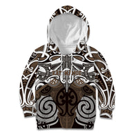 Personalised Maori Kati Mamoe Kid Hoodie Silver Fern Kowhaiwhai Art