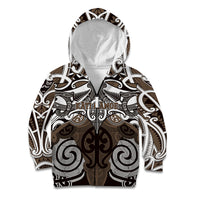 Personalised Maori Kati Mamoe Kid Hoodie Silver Fern Kowhaiwhai Art