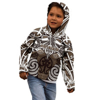 Personalised Maori Kati Mamoe Kid Hoodie Silver Fern Kowhaiwhai Art
