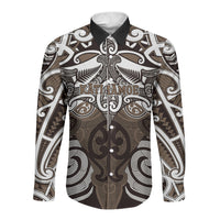 Personalised Maori Kati Mamoe Long Sleeve Button Shirt Silver Fern Kowhaiwhai Art