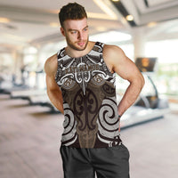 Personalised Maori Kati Mamoe Men Tank Top Silver Fern Kowhaiwhai Art