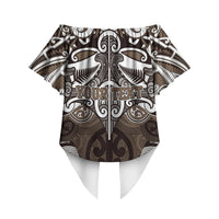 Personalised Maori Kati Mamoe Off Shoulder Wrap Waist Top Silver Fern Kowhaiwhai Art