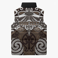 Personalised Maori Kati Mamoe Sleeveless Puffer Jacket Silver Fern Kowhaiwhai Art