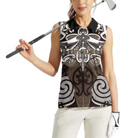 Personalised Maori Kati Mamoe Women Sleeveless Polo Shirt Silver Fern Kowhaiwhai Art