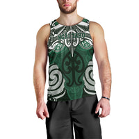 Personalised Maori Ngai Tahu Men Tank Top Silver Fern Kowhaiwhai Art