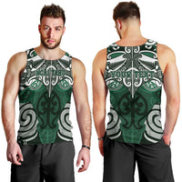 Personalised Maori Ngai Tahu Men Tank Top Silver Fern Kowhaiwhai Art