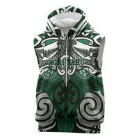 Personalised Maori Ngai Tahu Sleeveless Hoodie Silver Fern Kowhaiwhai Art