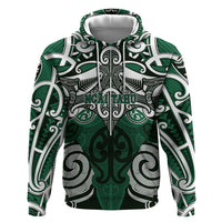 Personalised Maori Ngai Tahu Zip Hoodie Silver Fern Kowhaiwhai Art