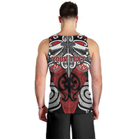 Personalised Maori Ngapuhi Men Tank Top Silver Fern Kowhaiwhai Art