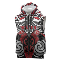 Personalised Maori Ngapuhi Sleeveless Zip Hoodie Silver Fern Kowhaiwhai Art