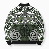 Personalised Maori Ngati Awa Bomber Puffer Jacket Silver Fern Kowhaiwhai Art