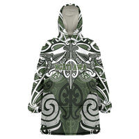 Personalised Maori Ngati Awa Wearable Blanket Hoodie Silver Fern Kowhaiwhai Art