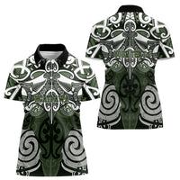 Personalised Maori Ngati Awa Women Polo Shirt Silver Fern Kowhaiwhai Art
