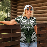 Personalised Maori Ngati Awa Women Polo Shirt Silver Fern Kowhaiwhai Art