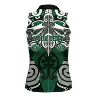 Personalised Maori Ngati Maniapoto Women Sleeveless Polo Shirt Silver Fern Kowhaiwhai Art