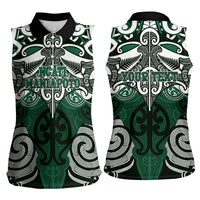 Personalised Maori Ngati Maniapoto Women Sleeveless Polo Shirt Silver Fern Kowhaiwhai Art