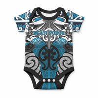 Personalised Maori Ngati Porou Baby Onesie Silver Fern Kowhaiwhai Art