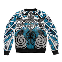 Personalised Maori Ngati Porou Bomber Jacket Silver Fern Kowhaiwhai Art