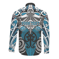 Personalised Maori Ngati Porou Long Sleeve Button Shirt Silver Fern Kowhaiwhai Art