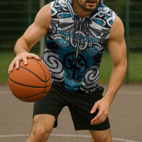 Personalised Maori Ngati Porou Sleeveless Hoodie Silver Fern Kowhaiwhai Art