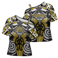 Personalised Maori Ngati Whatua Cross Shoulder Shirt Silver Fern Kowhaiwhai Art