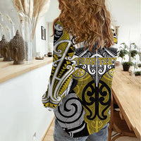 Personalised Maori Ngati Whatua Women Casual Shirt Silver Fern Kowhaiwhai Art