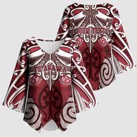 Personalised Maori Te Arawa Kimono Sleeve Blouse Silver Fern Kowhaiwhai Art